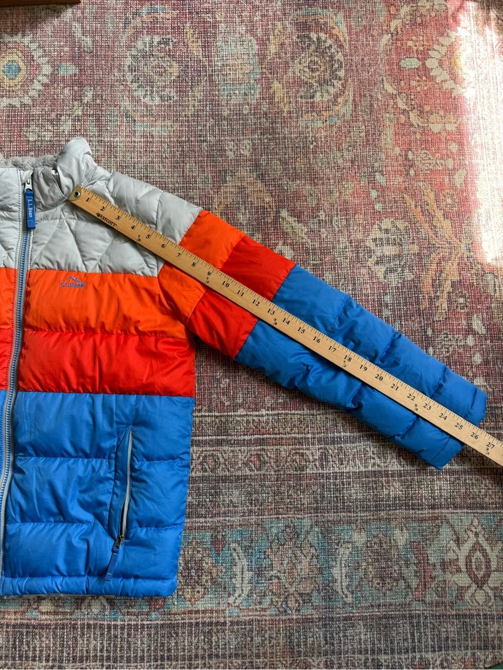 LL Bean Kids L 14-16 Puffer Jacket - Blue/Red/orange/gray